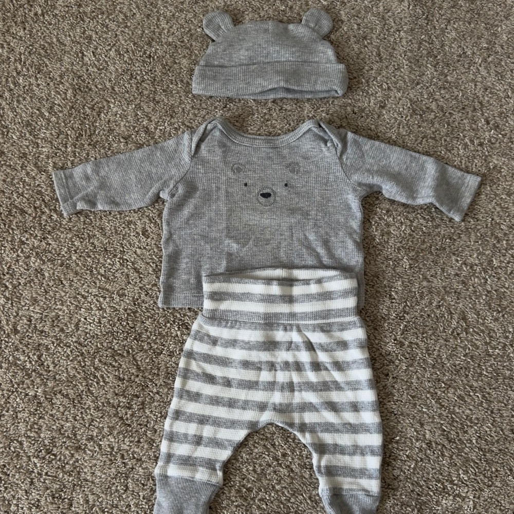 Little Planet by carter's Organic Cotton baby boys gray Stripe outfit 3 months